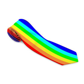 Галстук 3D с принтом Радуга вертикальные полосы , 100% полиэстер | Длина 148 см; Плотность 150-180 г/м2 | вертикальные | жёлтый | зелёный | красный | оранжевый | полосы | радуга | синий | фиолетовый