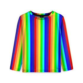 Детский лонгслив 3D с принтом Радуга вертикальные полосы , 100% полиэстер | длинные рукава, круглый вырез горловины, полуприлегающий силуэт
 | вертикальные | жёлтый | зелёный | красный | оранжевый | полосы | радуга | синий | фиолетовый