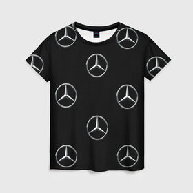 Женская футболка 3D с принтом Mercedes , 100% полиэфир ( синтетическое хлопкоподобное полотно) | прямой крой, круглый вырез горловины, длина до линии бедер | мерседес