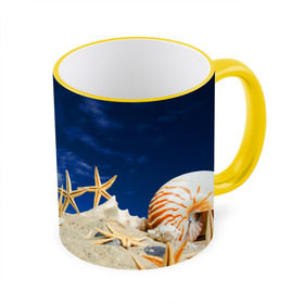 Кружка 3D с принтом Морской пляж 1 , керамика | ёмкость 330 мл | Тематика изображения на принте: море | отдых | отпуск | пляж | ракушки | туризм