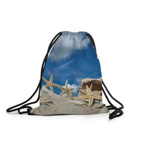 Рюкзак-мешок 3D с принтом Морской пляж 3 , 100% полиэстер | плотность ткани — 200 г/м2, размер — 35 х 45 см; лямки — толстые шнурки, застежка на шнуровке, без карманов и подкладки | море | отдых | отпуск | пляж | ракушки | туризм