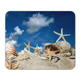 Коврик прямоугольный с принтом Морской пляж 3 , натуральный каучук | размер 230 х 185 мм; запечатка лицевой стороны | море | отдых | отпуск | пляж | ракушки | туризм