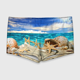 Мужские купальные плавки 3D с принтом Морской пляж 4 , Полиэстер 85%, Спандекс 15% |  | Тематика изображения на принте: море | отдых | отпуск | пляж | ракушки | туризм