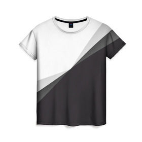 Женская футболка 3D с принтом Минимализм , 100% полиэфир ( синтетическое хлопкоподобное полотно) | прямой крой, круглый вырез горловины, длина до линии бедер | белый | геометрия | полосы | черный