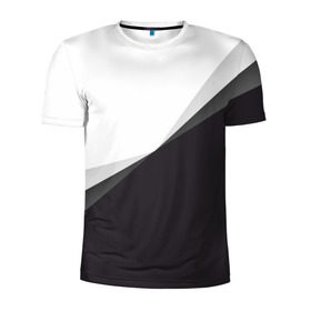 Мужская футболка 3D спортивная с принтом Минимализм , 100% полиэстер с улучшенными характеристиками | приталенный силуэт, круглая горловина, широкие плечи, сужается к линии бедра | белый | геометрия | полосы | черный