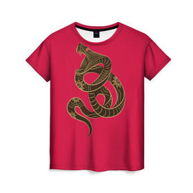 Женская футболка 3D с принтом Год Змеи , 100% полиэфир ( синтетическое хлопкоподобное полотно) | прямой крой, круглый вырез горловины, длина до линии бедер | восточный гороскоп | год рождения | знаки зодиака | китайский гороскоп | лунный календарь