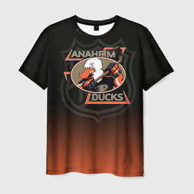 Мужская футболка 3D с принтом Anaheim Ducks 3D , 100% полиэфир | прямой крой, круглый вырез горловины, длина до линии бедер | Тематика изображения на принте: anaheim ducks | nhl | спорт | хоккей