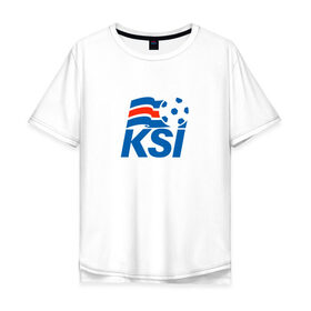 Мужская футболка хлопок Oversize с принтом Сборная Исландии по футболу , 100% хлопок | свободный крой, круглый ворот, “спинка” длиннее передней части | Тематика изображения на принте: 