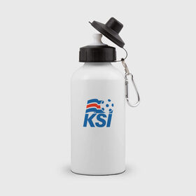 Бутылка спортивная с принтом Сборная Исландии по футболу , металл | емкость — 500 мл, в комплекте две пластиковые крышки и карабин для крепления | 