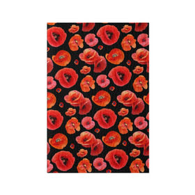 Обложка для паспорта матовая кожа с принтом Маки , натуральная матовая кожа | размер 19,3 х 13,7 см; прозрачные пластиковые крепления | flowers | красные | маки | цветы