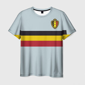 Мужская футболка 3D с принтом Сборная Бельгия , 100% полиэфир | прямой крой, круглый вырез горловины, длина до линии бедер | 