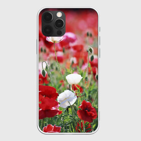 Чехол для iPhone 12 Pro Max с принтом Маки , Силикон |  | Тематика изображения на принте: field | flowers | meadow | poppies | red | white | белые | красные | луг | маки | поле | полевые | цветы