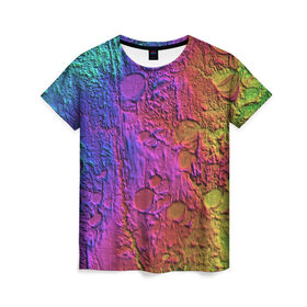 Женская футболка 3D с принтом Радужная Шпаклёвка , 100% полиэфир ( синтетическое хлопкоподобное полотно) | прямой крой, круглый вырез горловины, длина до линии бедер | радуга | текстура | цвета | шпаклёвка