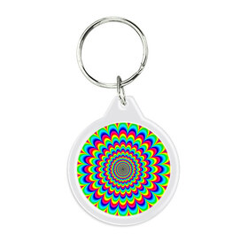 Брелок круглый с принтом Psychedelic , пластик и полированная сталь | круглая форма, металлическое крепление в виде кольца | круги | радужный | разоцветный | яркий