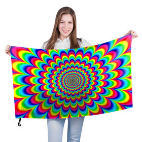 Флаг 3D с принтом Psychedelic , 100% полиэстер | плотность ткани — 95 г/м2, размер — 67 х 109 см. Принт наносится с одной стороны | круги | радужный | разоцветный | яркий