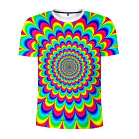 Мужская футболка 3D спортивная с принтом Psychedelic , 100% полиэстер с улучшенными характеристиками | приталенный силуэт, круглая горловина, широкие плечи, сужается к линии бедра | круги | радужный | разоцветный | яркий