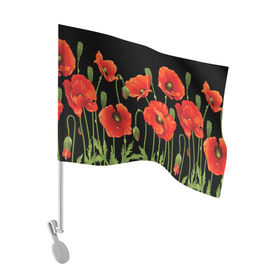 Флаг для автомобиля с принтом Маки , 100% полиэстер | Размер: 30*21 см | field | flowers | meadow | poppies | red | white | белые | красные | луг | маки | поле | полевые | цветы