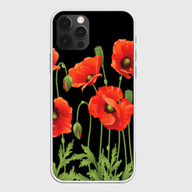 Чехол для iPhone 12 Pro Max с принтом Маки , Силикон |  | Тематика изображения на принте: field | flowers | meadow | poppies | red | white | белые | красные | луг | маки | поле | полевые | цветы