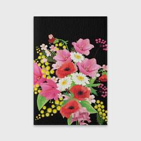 Обложка для паспорта матовая кожа с принтом Маки , натуральная матовая кожа | размер 19,3 х 13,7 см; прозрачные пластиковые крепления | Тематика изображения на принте: flowers | букет | цветы