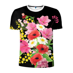 Мужская футболка 3D спортивная с принтом Маки , 100% полиэстер с улучшенными характеристиками | приталенный силуэт, круглая горловина, широкие плечи, сужается к линии бедра | flowers | букет | цветы