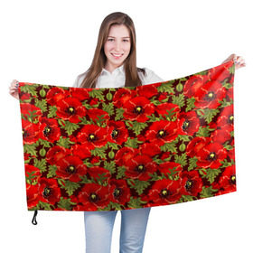 Флаг 3D с принтом Маки , 100% полиэстер | плотность ткани — 95 г/м2, размер — 67 х 109 см. Принт наносится с одной стороны | flowers | poppies | red | wild | красные | мак | маки | полевые | цветы