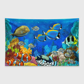Флаг-баннер с принтом Экзотические рыбки , 100% полиэстер | размер 67 х 109 см, плотность ткани — 95 г/м2; по краям флага есть четыре люверса для крепления | животые | красочные | морские | рыбки | цветные | экзотические