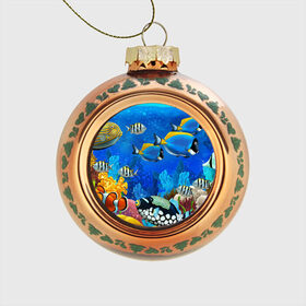 Стеклянный ёлочный шар с принтом Экзотические рыбки , Стекло | Диаметр: 80 мм | животые | красочные | морские | рыбки | цветные | экзотические