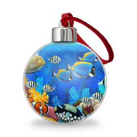 Ёлочный шар с принтом Экзотические рыбки , Пластик | Диаметр: 77 мм | Тематика изображения на принте: животые | красочные | морские | рыбки | цветные | экзотические