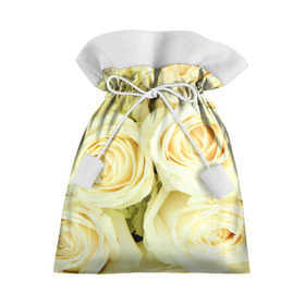 Подарочный 3D мешок с принтом Белые розы , 100% полиэстер | Размер: 29*39 см | Тематика изображения на принте: лепестки | розы | цветы