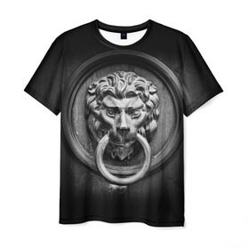 Мужская футболка 3D с принтом Скульптура , 100% полиэфир | прямой крой, круглый вырез горловины, длина до линии бедер | голова животного | лев | резьба | статуя | творчество
