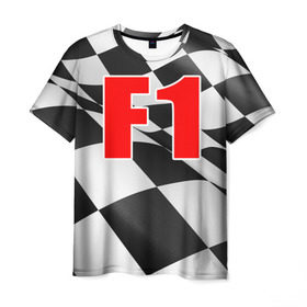Мужская футболка 3D с принтом Формула 1 , 100% полиэфир | прямой крой, круглый вырез горловины, длина до линии бедер | Тематика изображения на принте: f1 | formula 1 | авто | автогонки | автоспорт | спорткар | финиш