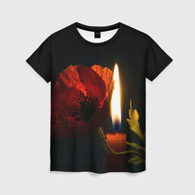 Женская футболка 3D с принтом Мак и свеча , 100% полиэфир ( синтетическое хлопкоподобное полотно) | прямой крой, круглый вырез горловины, длина до линии бедер | маки | свеча | цветы