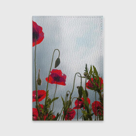Обложка для паспорта матовая кожа с принтом Маки 4 , натуральная матовая кожа | размер 19,3 х 13,7 см; прозрачные пластиковые крепления | цветы