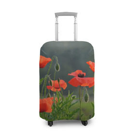Чехол для чемодана 3D с принтом Маки 6 , 86% полиэфир, 14% спандекс | двустороннее нанесение принта, прорези для ручек и колес | маки | футболка с маками | цветы