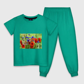 Детская пижама хлопок с принтом Маки 7 , 100% хлопок |  брюки и футболка прямого кроя, без карманов, на брюках мягкая резинка на поясе и по низу штанин
 | Тематика изображения на принте: цветы