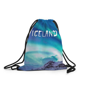 Рюкзак-мешок 3D с принтом Исландия. Полярное сияние. , 100% полиэстер | плотность ткани — 200 г/м2, размер — 35 х 45 см; лямки — толстые шнурки, застежка на шнуровке, без карманов и подкладки | исландия