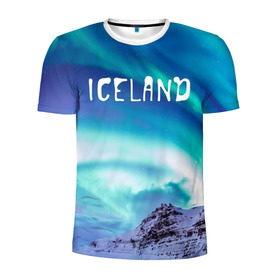 Мужская футболка 3D спортивная с принтом Исландия. Полярное сияние. , 100% полиэстер с улучшенными характеристиками | приталенный силуэт, круглая горловина, широкие плечи, сужается к линии бедра | исландия