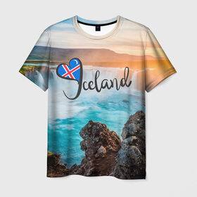 Мужская футболка 3D с принтом Исландия , 100% полиэфир | прямой крой, круглый вырез горловины, длина до линии бедер | Тематика изображения на принте: 