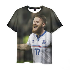 Мужская футболка 3D с принтом Aron Gunnarsson , 100% полиэфир | прямой крой, круглый вырез горловины, длина до линии бедер | euro 2016