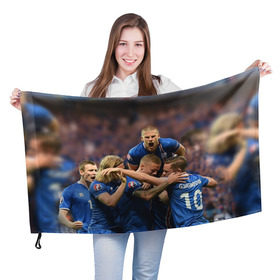 Флаг 3D с принтом Сборная Исландии по футболу , 100% полиэстер | плотность ткани — 95 г/м2, размер — 67 х 109 см. Принт наносится с одной стороны | euro 2016