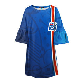 Детское платье 3D с принтом Форма сборной Исландии по футболу , 100% полиэстер | прямой силуэт, чуть расширенный к низу. Круглая горловина, на рукавах — воланы | euro 2016