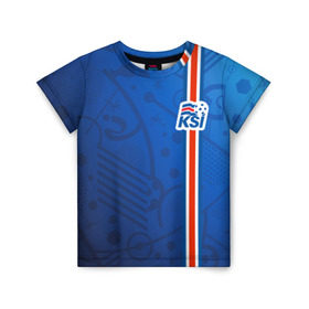 Детская футболка 3D с принтом Форма сборной Исландии по футболу , 100% гипоаллергенный полиэфир | прямой крой, круглый вырез горловины, длина до линии бедер, чуть спущенное плечо, ткань немного тянется | euro 2016