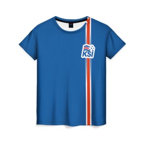 Женская футболка 3D с принтом Форма сборной Исландии по футболу , 100% полиэфир ( синтетическое хлопкоподобное полотно) | прямой крой, круглый вырез горловины, длина до линии бедер | euro 2016