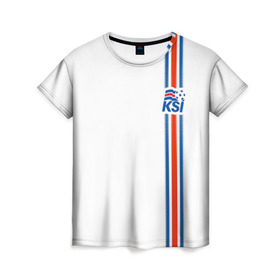 Женская футболка 3D с принтом Форма сборной Исландии по футболу , 100% полиэфир ( синтетическое хлопкоподобное полотно) | прямой крой, круглый вырез горловины, длина до линии бедер | euro 2016