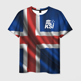 Мужская футболка 3D с принтом Исландия , 100% полиэфир | прямой крой, круглый вырез горловины, длина до линии бедер | Тематика изображения на принте: флаг