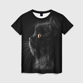 Женская футболка 3D с принтом Милая кошечка , 100% полиэфир ( синтетическое хлопкоподобное полотно) | прямой крой, круглый вырез горловины, длина до линии бедер | osfenemy | животное | животные | киса | кошечка | кошка | милая | мур | мяу | фото | черный
