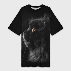 Платье-футболка 3D с принтом Милая кошечка ,  |  | osfenemy | животное | животные | киса | кошечка | кошка | милая | мур | мяу | фото | черный
