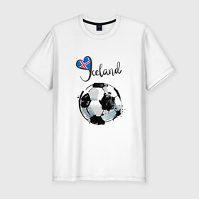 Мужская футболка премиум с принтом Исландия. Футбол , 92% хлопок, 8% лайкра | приталенный силуэт, круглый вырез ворота, длина до линии бедра, короткий рукав | 