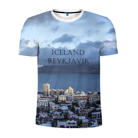 Мужская футболка 3D спортивная с принтом Исландия Рейкявик , 100% полиэстер с улучшенными характеристиками | приталенный силуэт, круглая горловина, широкие плечи, сужается к линии бедра | 