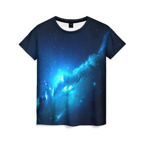 Женская футболка 3D с принтом Вселенная , 100% полиэфир ( синтетическое хлопкоподобное полотно) | прямой крой, круглый вырез горловины, длина до линии бедер | 3д | вселенная | гравитация | звезда | космос | новая